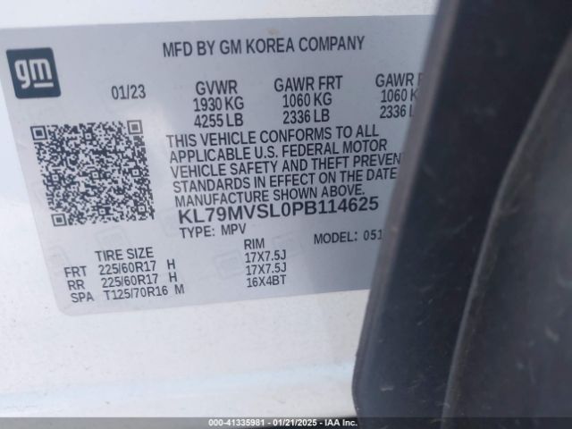 KL79MVSL0PB114625 Chevrolet Trailblazer Fwd Activ