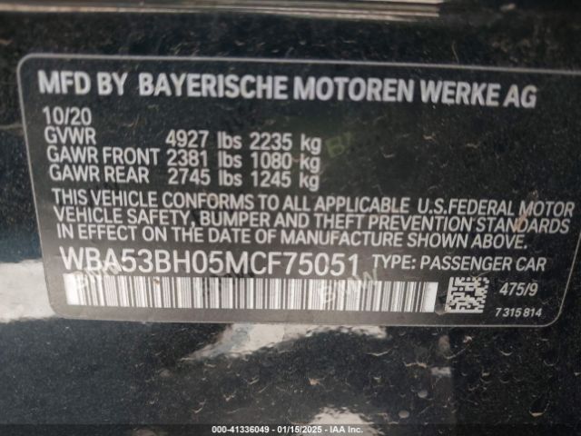 WBA53BH05MCF75051 BMW 530I