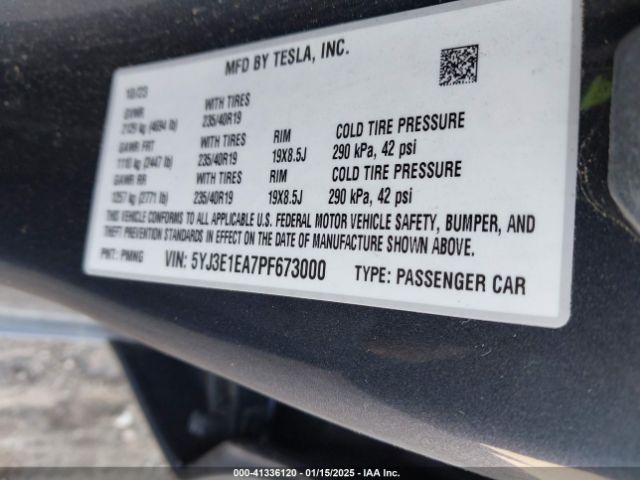 5YJ3E1EA7PF673000 Tesla Model 3 Rear-wheel Drive