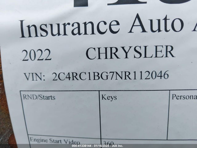 2C4RC1BG7NR112046 Chrysler Pacifica Touring L