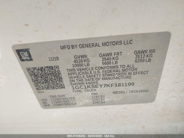1GC1KSEY7KF181199 Chevrolet Silverado 2500hd Lt