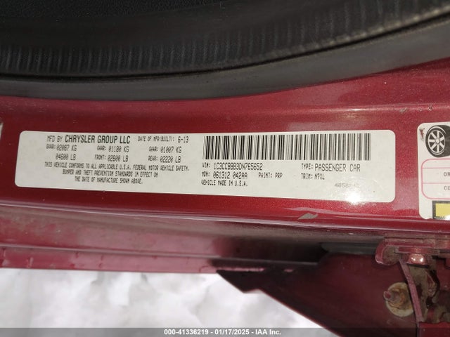 Продажа на аукционе авто 2013 Chrysler 200 Touring, vin: 1C3CCBBB3DN765652, номер лота: 41336219