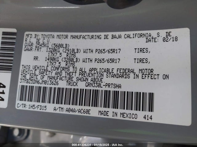 Toyota 2gr-fks 2018 3TMBZ5DN6JM013626 Image 9