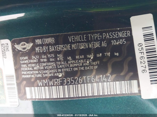 2006 MINI COOPER WMWRF33526TF64142 Photo 8