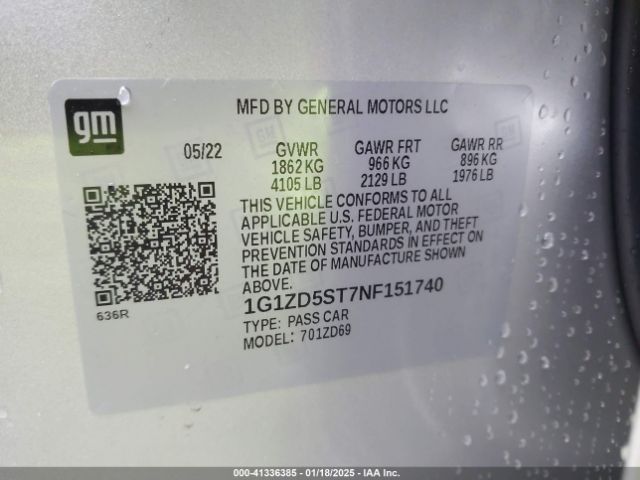 1G1ZD5ST7NF151740 Chevrolet Malibu Fwd Lt
