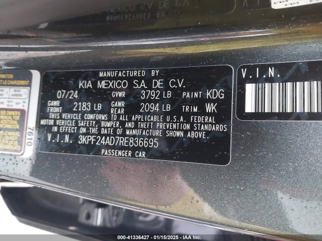 3KPF24AD7RE836695 KIA Forte Lxs