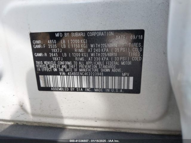 4S4BSENC4K3223948 Subaru Outback 3.6r Limited