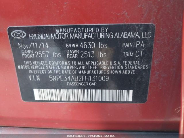5NPE34AB2FH131009 Hyundai Sonata Limited 2.0t