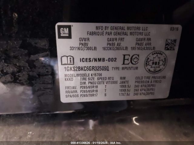 1GKS2BKC6GR325090 GMC YUKON SLT
