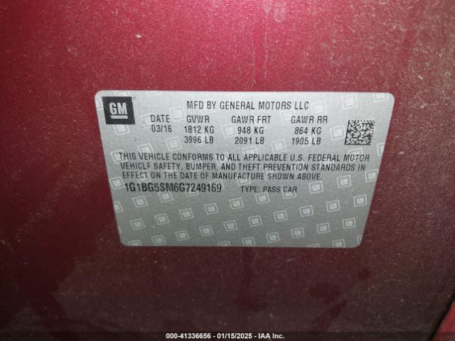 1G1BG5SM6G7249169 Chevrolet Cruze Premier Auto