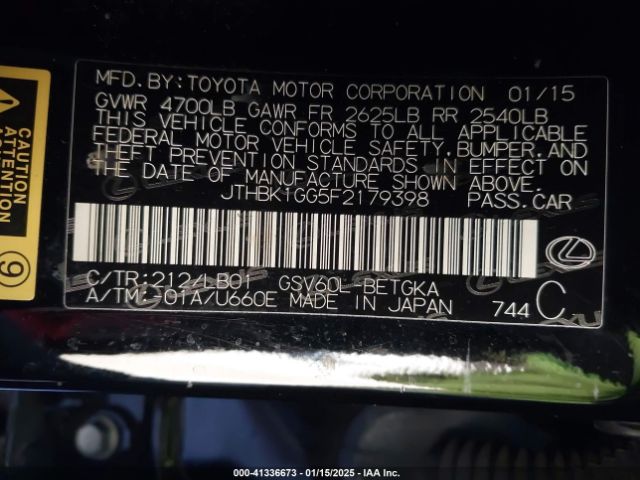 JTHBK1GG5F2179398 Lexus ES 350