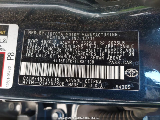 Toyota CAMRY XSE 2015 4T1BF1FK7FU881198 Image 9