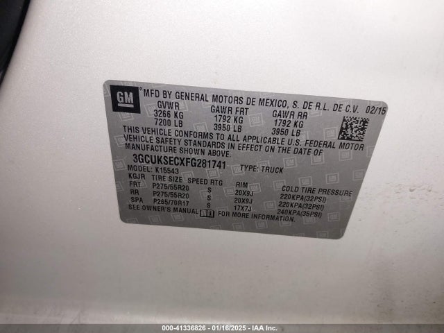 3GCUKSECXFG281741 Chevrolet Silverado 1500 2lz