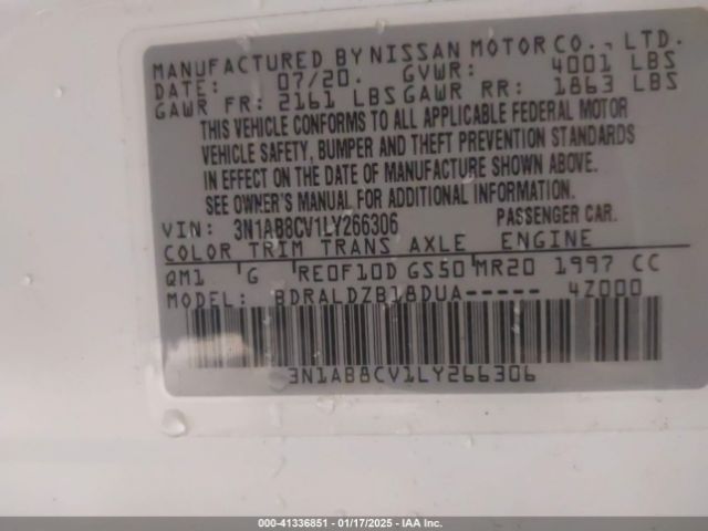 3N1AB8CV1LY266306 Nissan Sentra Sv Xtronic Cvt