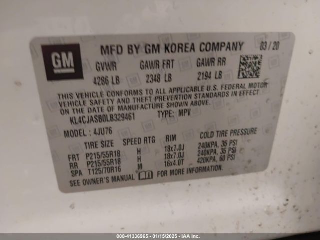 KL4CJASB0LB329461 Buick Encore Fwd Preferred