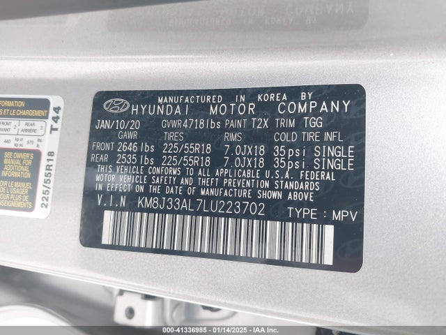 KM8J33AL7LU223702 Hyundai TUCSON SEL