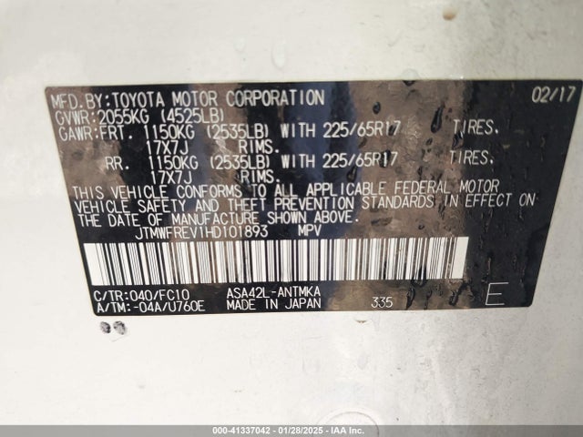 Toyota Rav4 Xle 2017 JTMWFREV1HD101893 Image 9