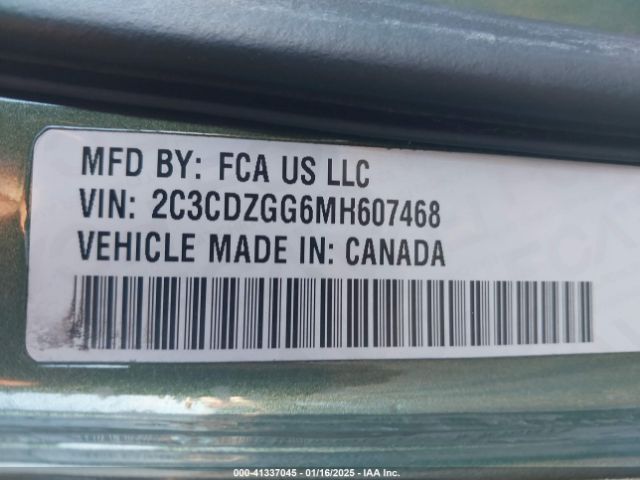 2C3CDZGG6MH607468 Dodge Challenger Sxt Awd