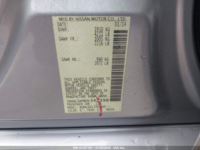 Nissan Altima 2.5 S 2014 1N4AL3AP8EN342398 Image 9