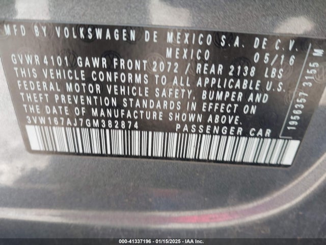 3VW167AJ7GM382874 Volkswagen Jetta 1.4t S