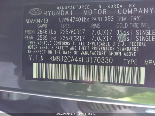 KM8J2CA4XLU170330 Hyundai TUCSON SE