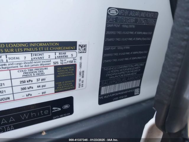 2020 LAND ROVER RANGE ROVER SPORT SALWR2SU6LA883430 Photo 8