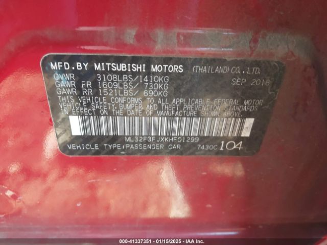 2019 MITSUBISHI MIRAGE G4 ML32F3FJXKHF01299 Photo 8