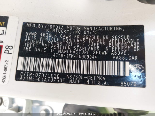 4T1BF1FK4FU909944 Toyota CAMRY XSE
