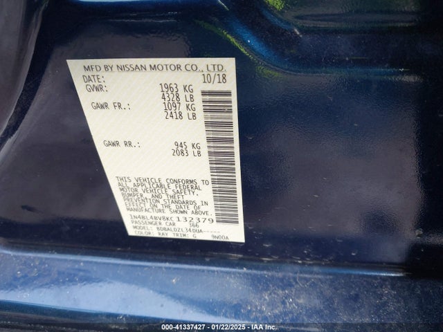 Nissan Altima 2.5 S 2019 1N4BL4BV8KC132379 Image 9