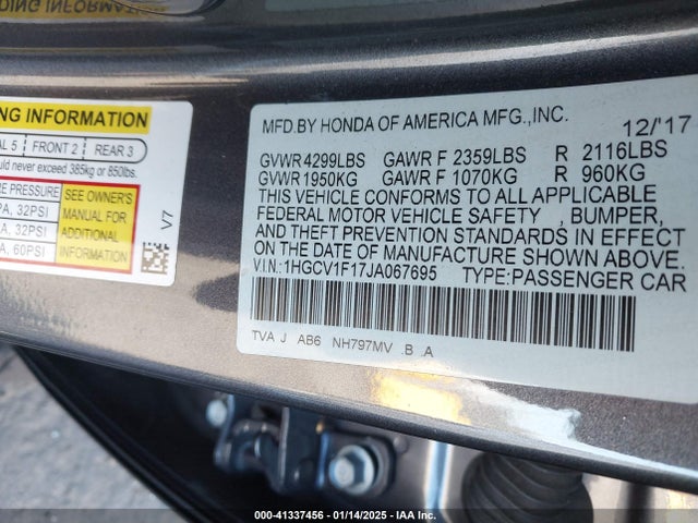 Honda ACCORD LX 2018 1HGCV1F17JA067695 Image 9
