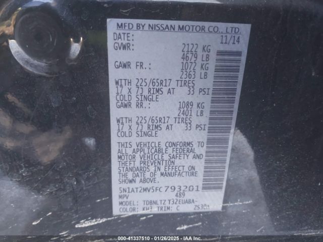 5N1AT2MV5FC793201 Nissan ROGUE SV