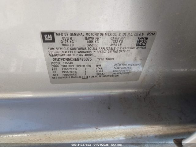 3GCPCREC8EG476075 Chevrolet Silverado 1500