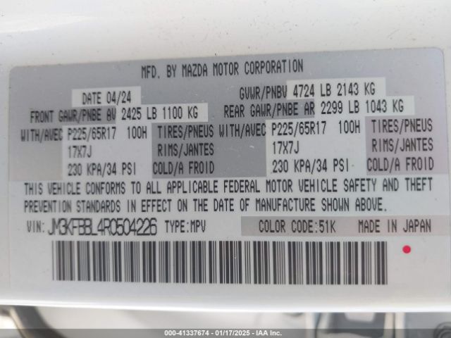JM3KFBBL4R0504226 Mazda Cx-5 2.5 S Select