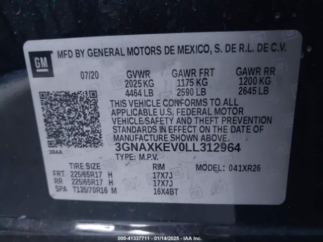3GNAXKEV0LL312964 Chevrolet Equinox Fwd Lt 1.5l Turbo