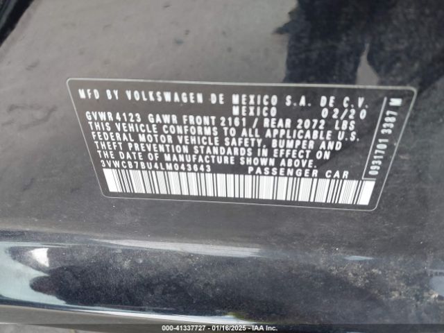 3VWCB7BU4LM043643 Volkswagen Jetta 1.4t R-line/1.4t S/1.4t Se