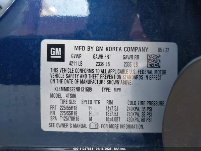 KL4MMDS22NB131609 Buick Encore Gx Fwd Select