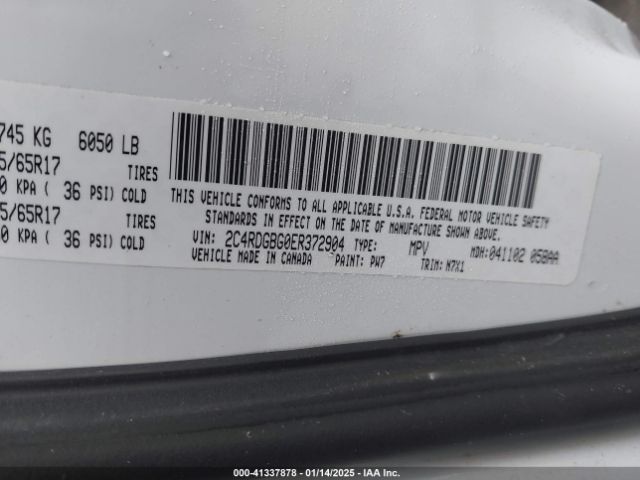 2C4RDGBG0ER372904 Dodge Grand Caravan Se 30th Anniversary