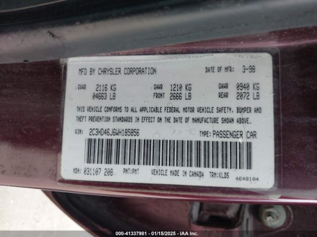 1998 CHRYSLER CONCORDE 2C3HD46J6WH185856 Photo 8