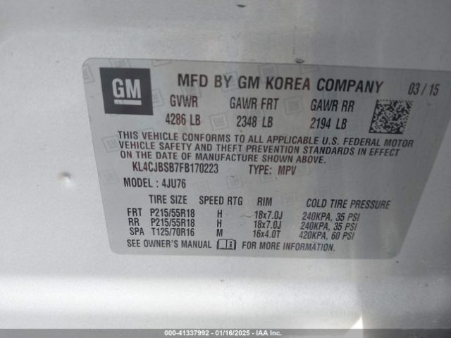 KL4CJBSB7FB170223 Buick Encore Convenience
