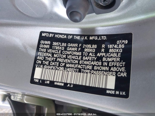 Honda Civic Lx 2020 SHHFK7H36LU400211 Image 9