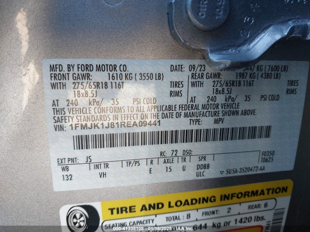 Ford Expedition Xlt Max 2024 1FMJK1J81REA09441 Image 9