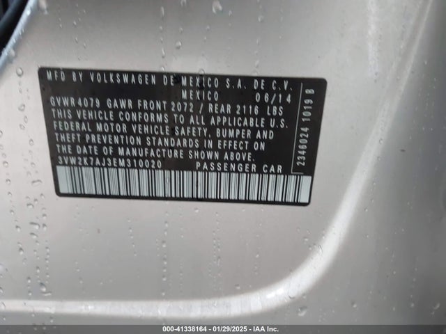 Volkswagen Jetta 2.0l S 2014 3VW2K7AJ3EM310020 Image 9