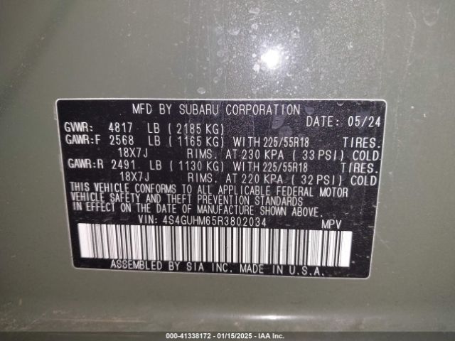 4S4GUHM65R3802034 Subaru Crosstrek Limited