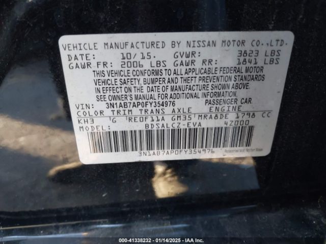 3N1AB7AP0FY354976 Nissan SENTRA S