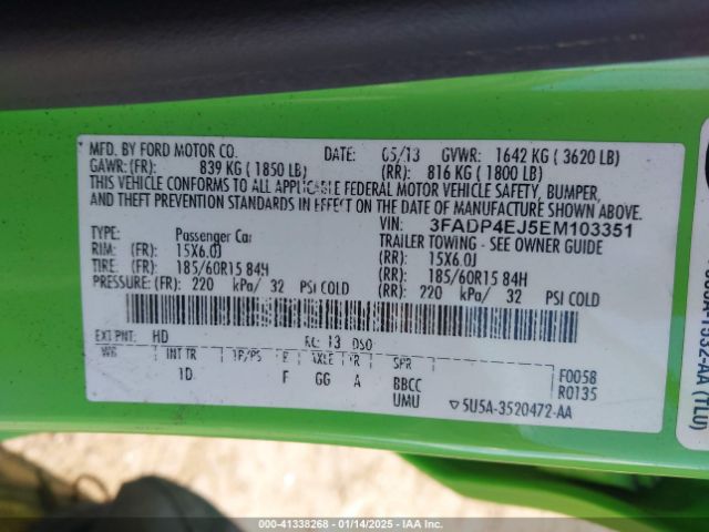 3FADP4EJ5EM103351 Ford FIESTA SE
