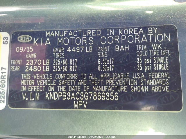 KIA Sportage Lx 2016 KNDPB3AC3G7869356 Image 9