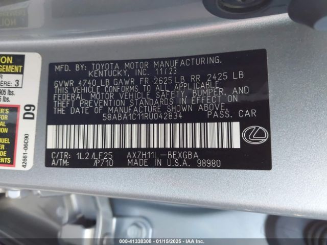 58ABA1C11RU042834 Lexus Es 300h F Sport Handling