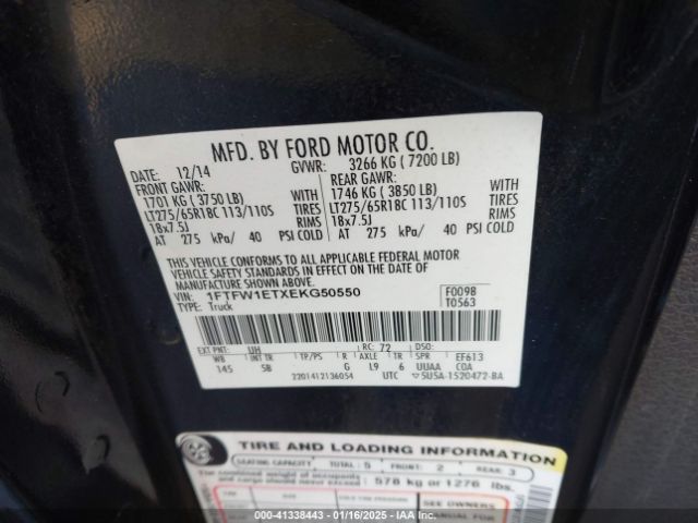 1FTFW1ETXEKG50550 Ford F-150 Fx4