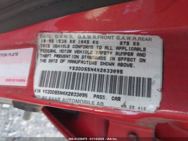 1999 SAAB 9-3 YS3DD55N4X2033095 Photo 8