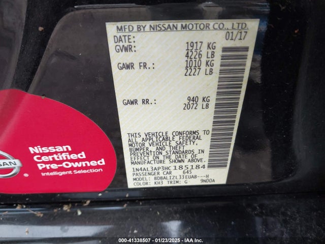 Nissan Altima 2.5 Sv 2017 1N4AL3AP3HC185184 Image 9